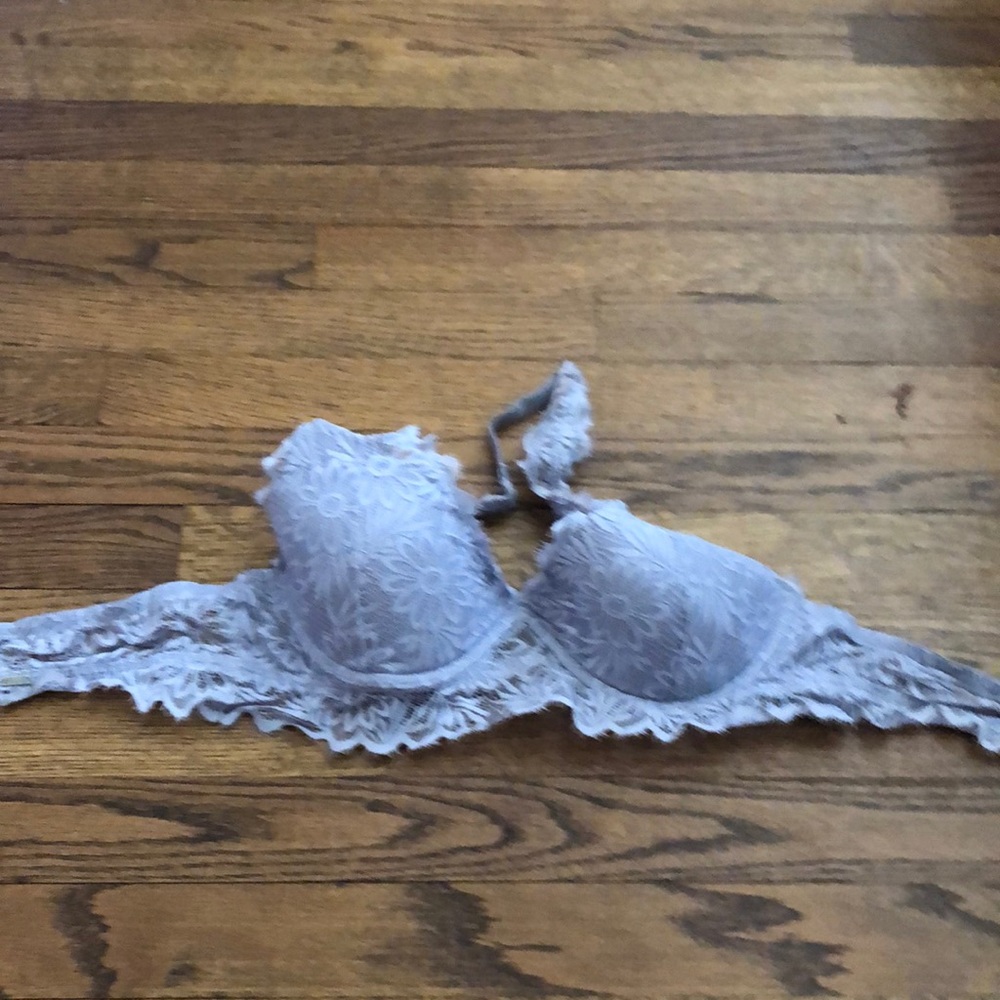 PINK grey lace bralette